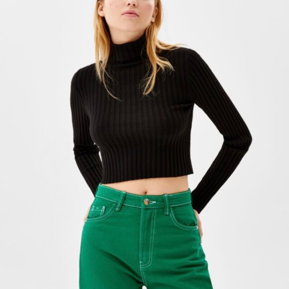 Bershka Black Ribbed Turtleneck
